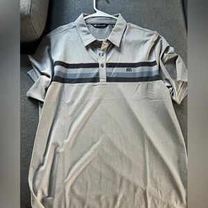 Travis Mathew gray with black and blue stripes